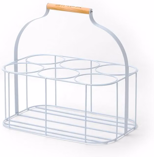 Simpa 6 Bottle Metal Wire Beverage Carrier Caddy with Handle in Light Blue, W/D/H: 32.0 x 21.5 x 30.0 cm – 1