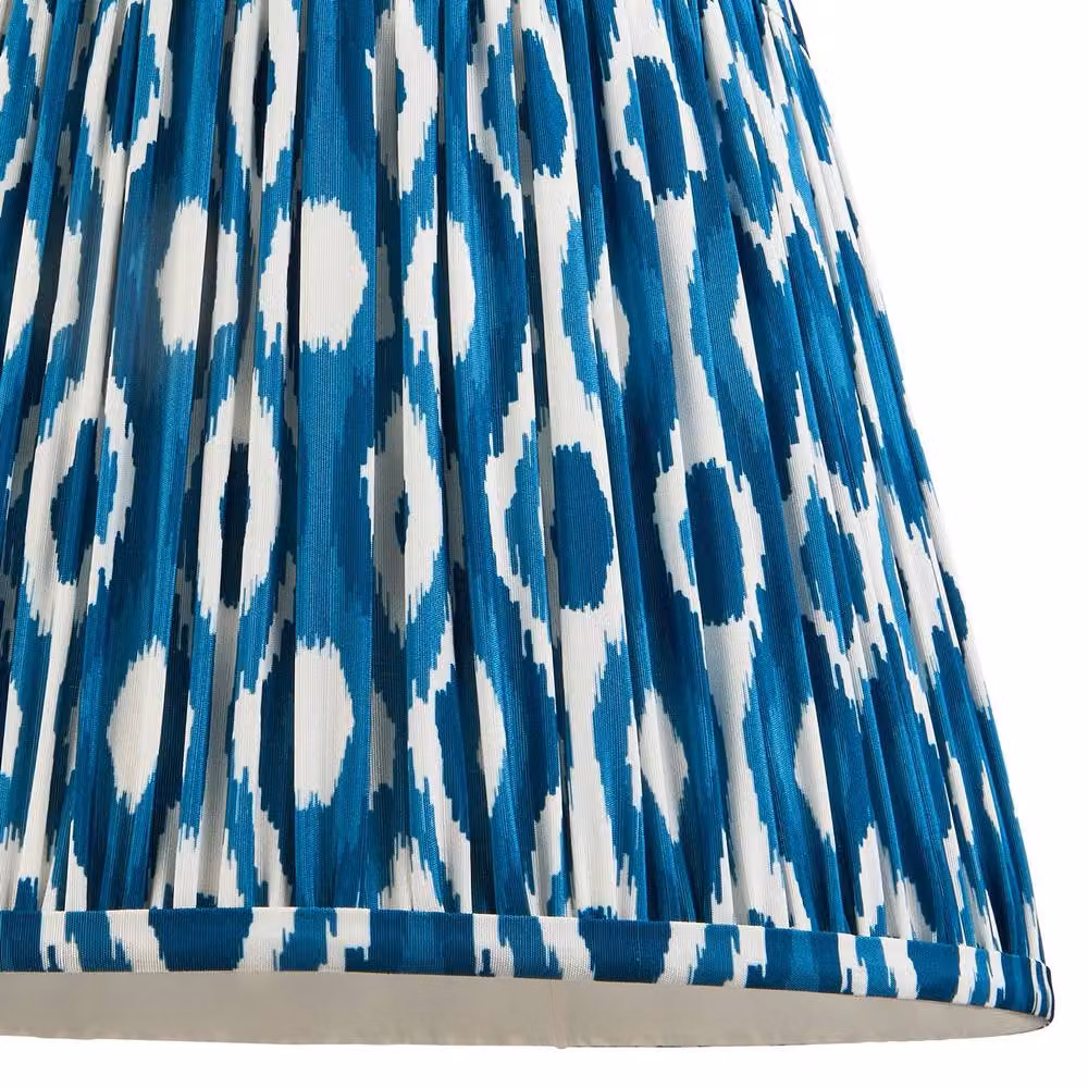 Netlighting Carnaby Almond White Floor Lamp with Blue Fabric Ikat Shade, Diameter: 35 cm, B22 – 3