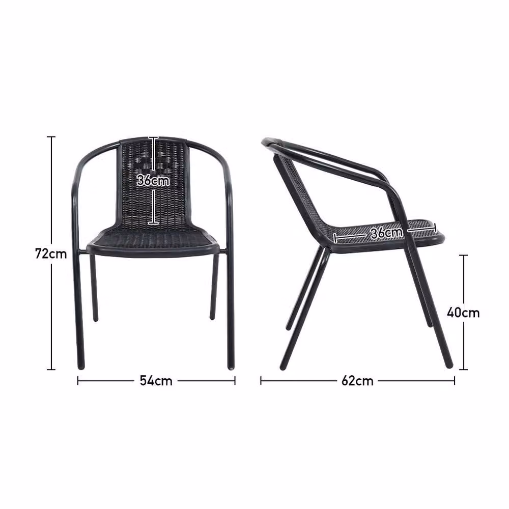 Living and Home Baldridge 4 Seater Dining Set in Black Metal and Rattan – 3