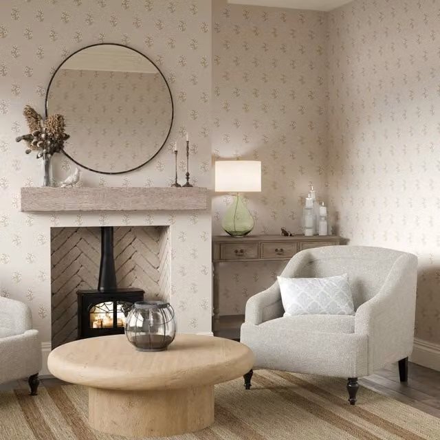 I Love Wallpaper Posy Botanical Floral Wallpaper in Beige and Yellow