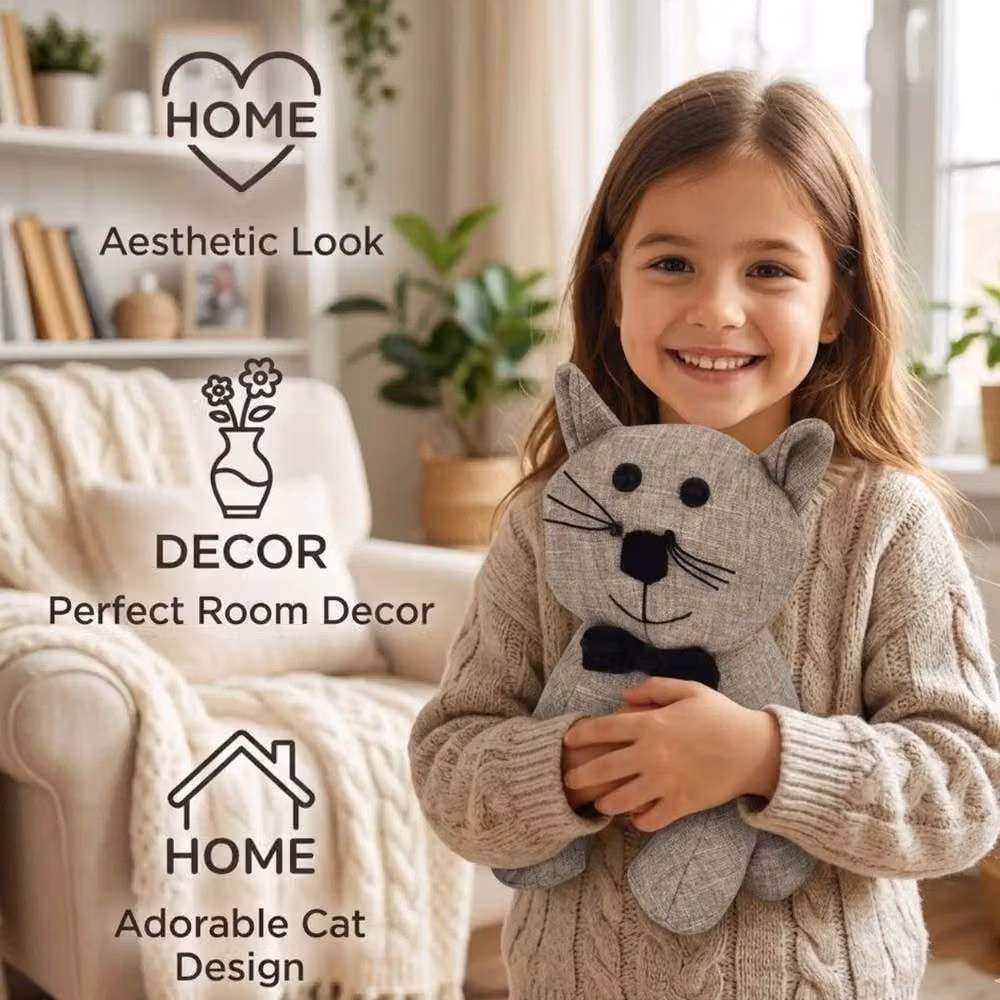 SPETLEK Fabric Animal Doorstop in Brown and Grey, W: 100 cm, H: 15 cm – 2