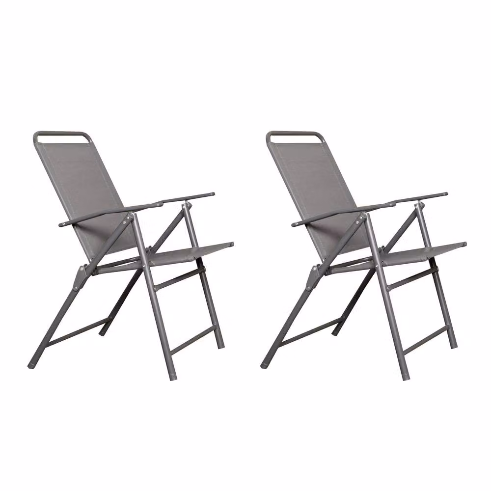 Samuel Alexander Set of 2 Multi-Position Textoline Outdoor Garden Chairs in Grey – 2