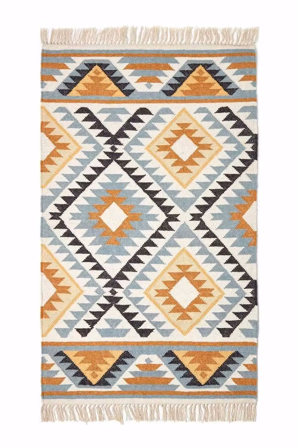 Homescapes Agra Handwoven Multicolour Kilim Wool and Cotton Rug, W/D: 90 x 150 cm – 2
