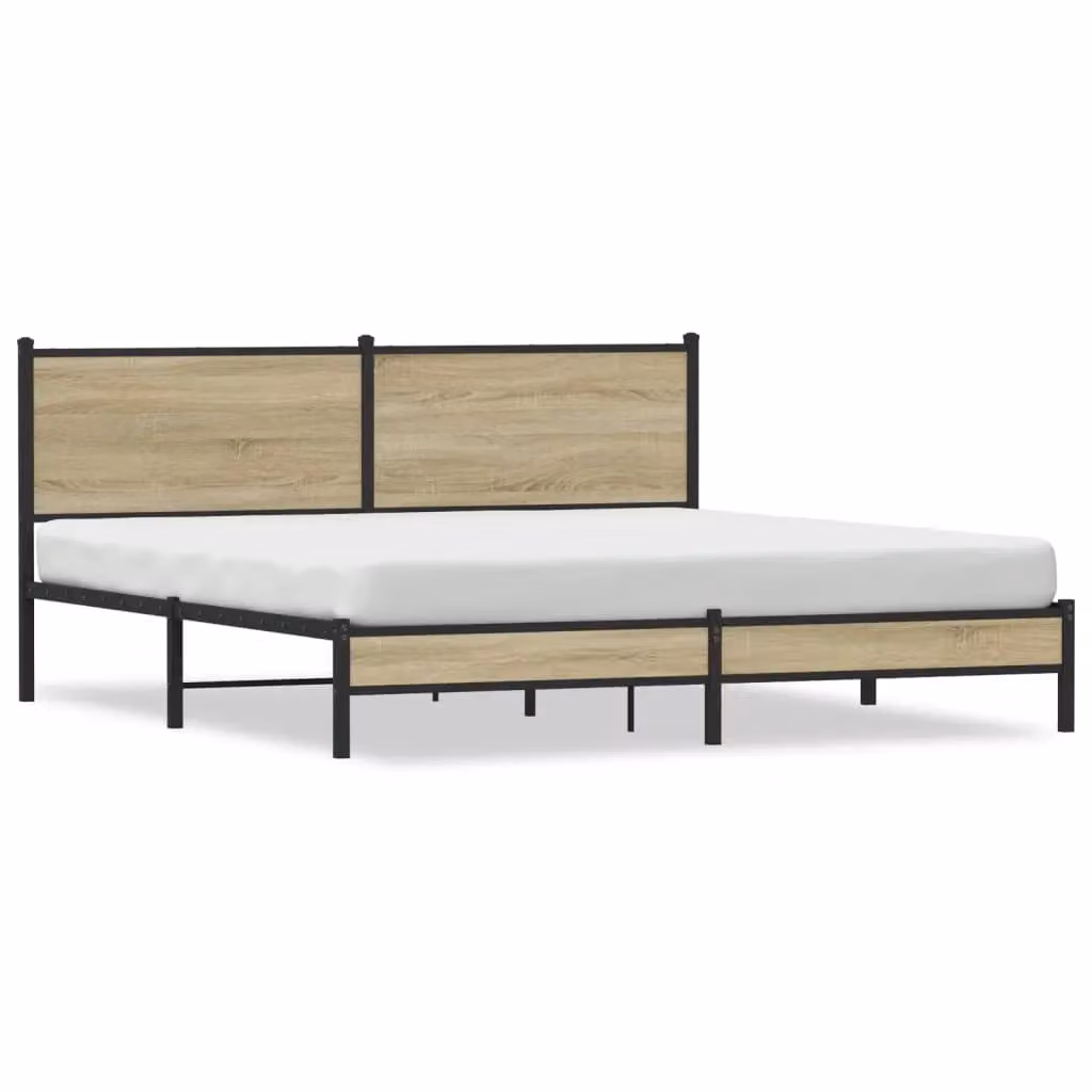 Berkfield Home Metal Bed Frame in Sonoma Oak Brown, W/D/H: 180 x 200 cm – 2