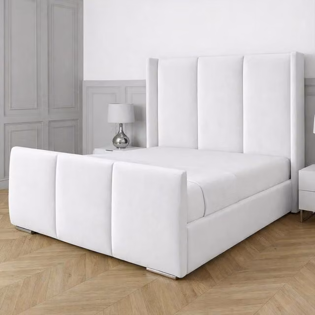 Living Comfort Bedz Westbury Upholstered Gas Lift Storage Bed in White, W/D/H: 140 x 200 cm