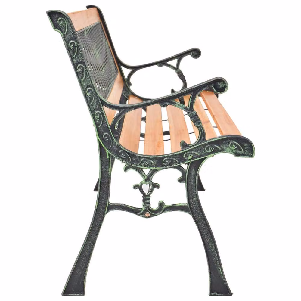 Berkfield Home Garden Bench in Brown, Made of Cast Iron and Solid Wood, Width: 116 cm – 2
