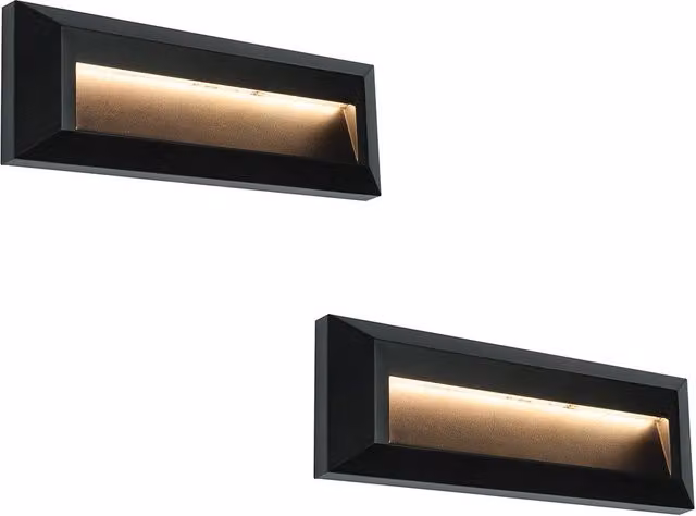 Loops 2 Pack Outdoor Pathway Guide Lights, Black Warm White LED, IP65 Waterproof