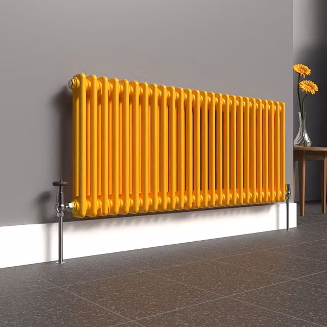 Lux Heat Horizontal 2 Column Steel Radiator in Yellow, W: 119 cm, H: 50 cm