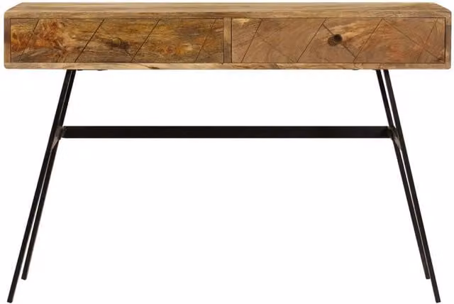 Berkfield Home Solid Mango Wood Writing Desk with Drawers, Brown, W/D/H: 110 x 50 x 76 cm