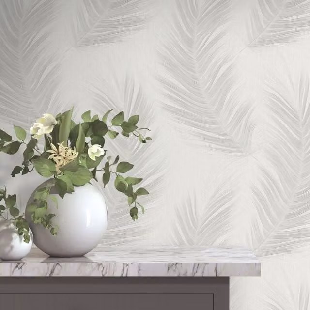 Erismann Trace Feather Abstract Nature Vinyl Wallpaper in Grey
