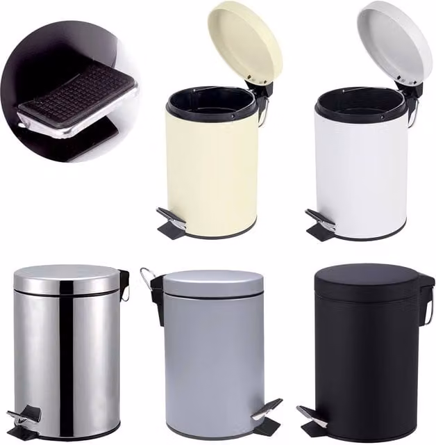 Crystals Stainless Steel Pedal Bin, 3 Litre, Cream