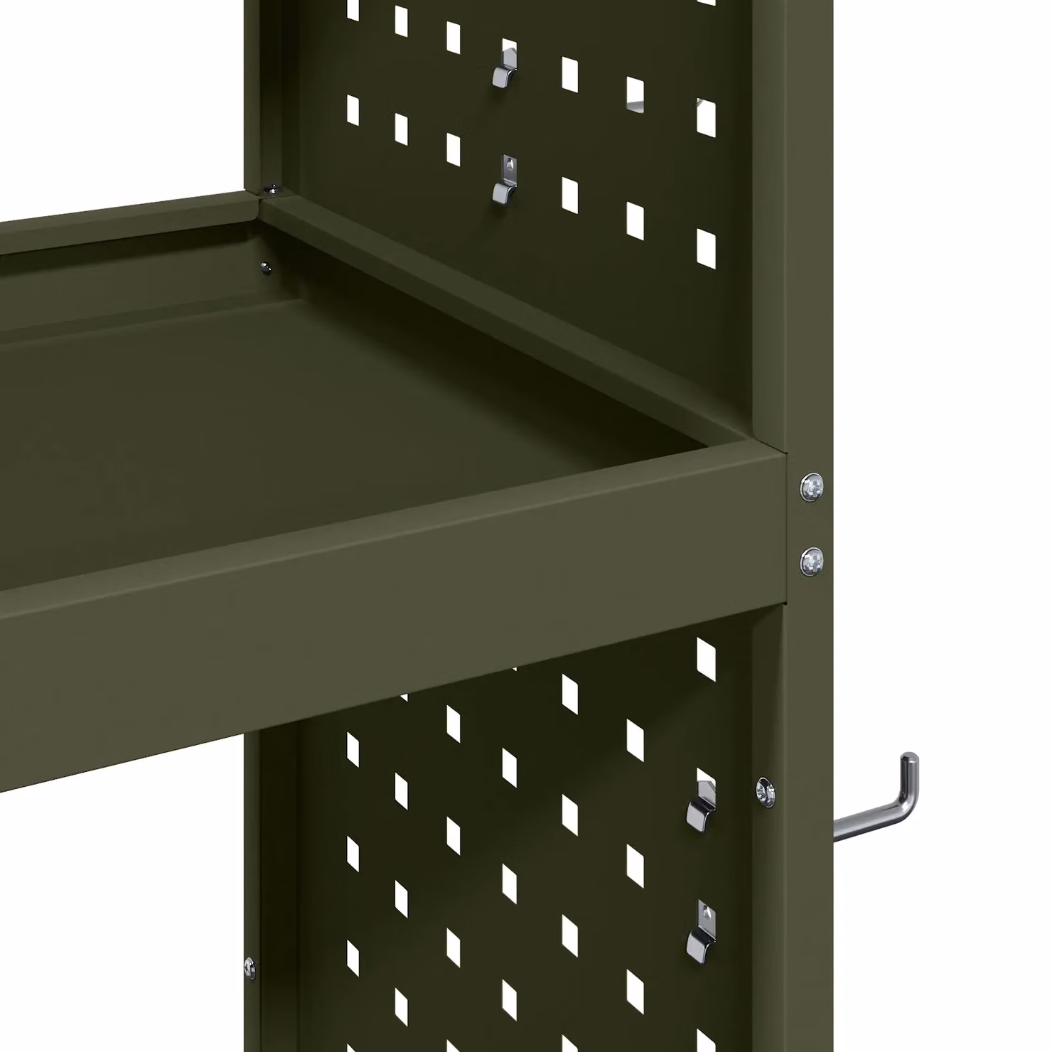 Berkfield Home Tool Trolley with Shelf and Wheels, Olive Green Powder-coated Steel, W/D/H: 75.0 x 35.0 x 73.0 cm – 7