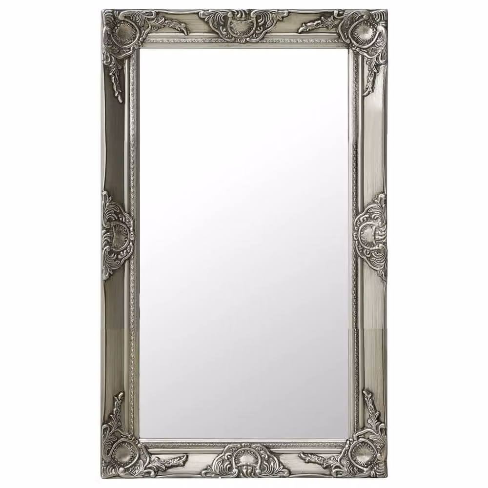 Berkfield Home Baroque Style Rectangular Wall Mirror in Silver, W: 50 cm, H: 80 cm – 1