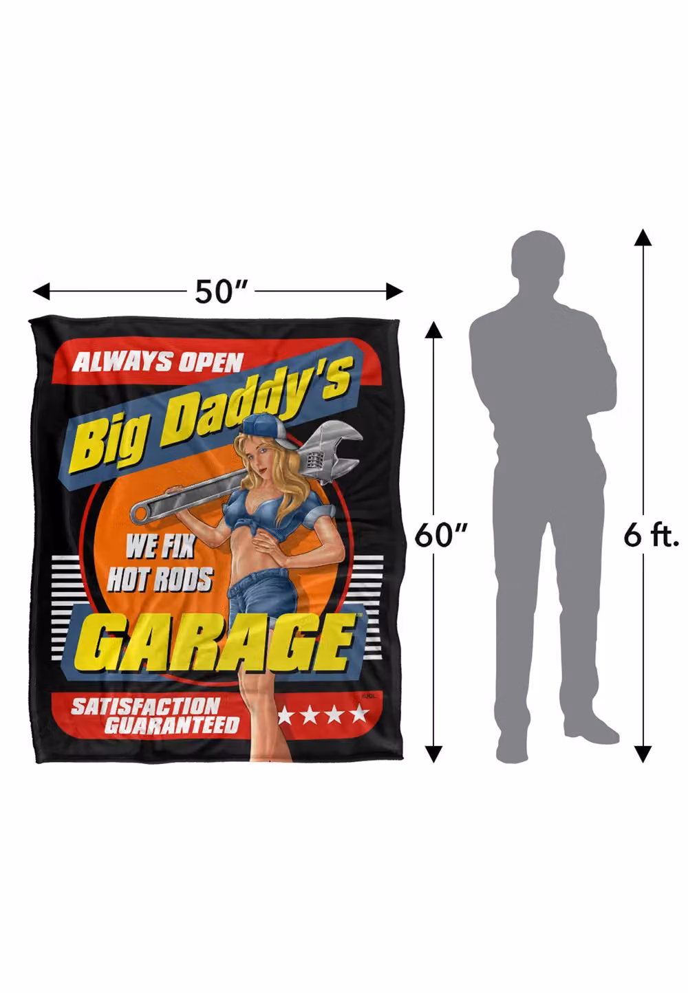 JQ Licensing James Piazza Big Daddy's Garage Silky Touch Super Soft Fleece Throw Blanket in White, W/D/H: 152 x 127 cm – 8