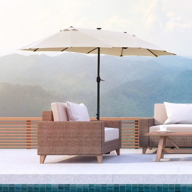 Outsunny Double Sided Cantilever Sun Parasol in White
