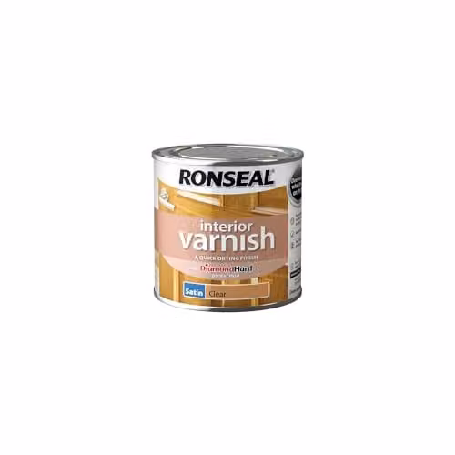 Ronseal Quick Dry Satin Clear Water Based Interior Wood Varnish, 250 ml