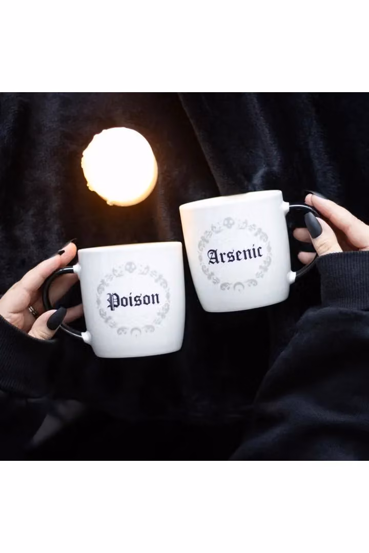 KDMD Poison and Arsenic Couples Mug Set in White, 350 ml – 2