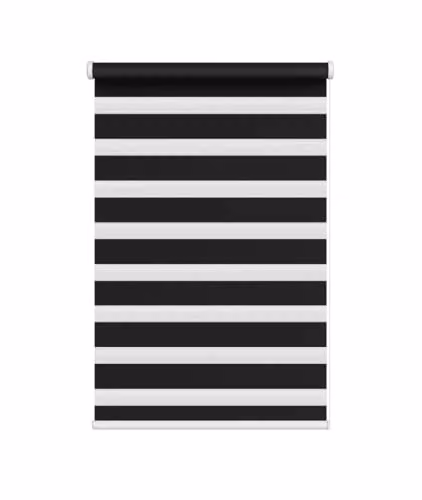 New Edge Blinds Black Zebra Day and Night Roller Blind, W: 160 cm, H: 165 cm