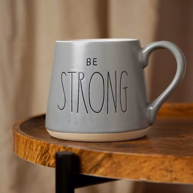 Serenity Be Strong Ceramic Mug in Grey