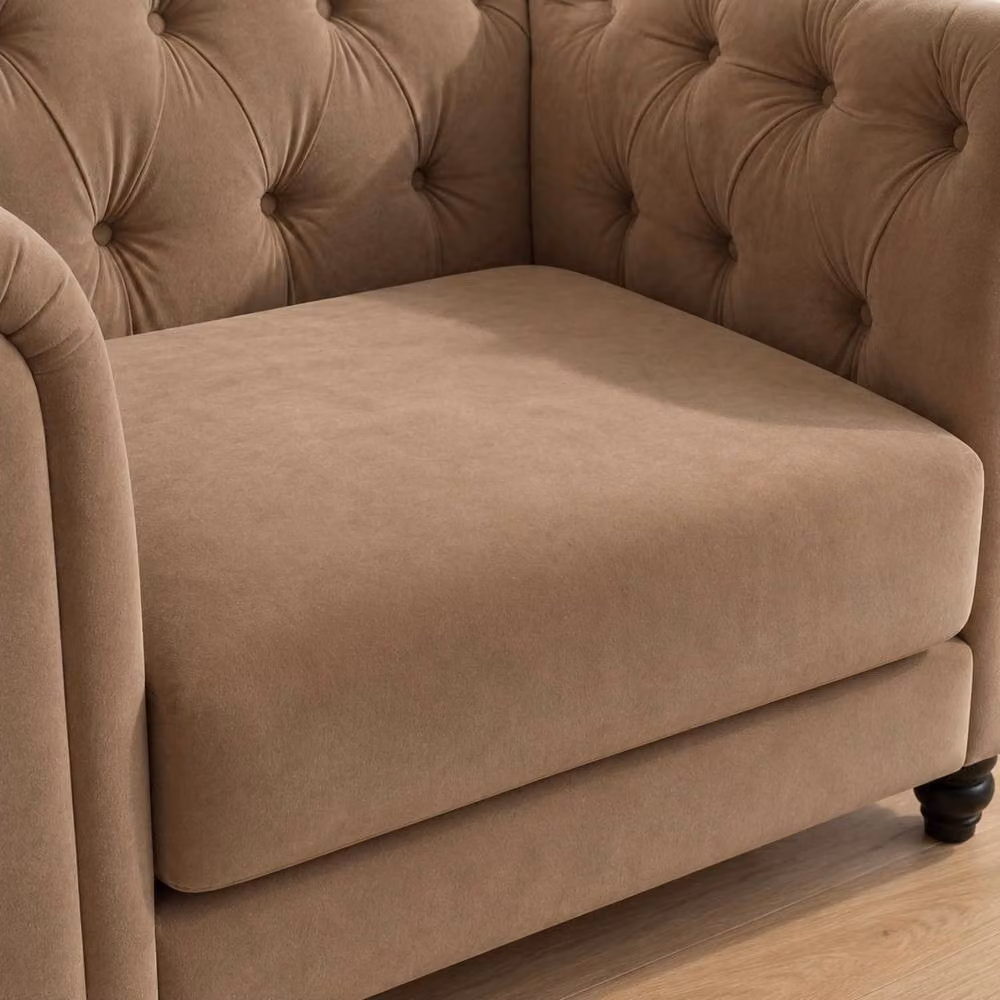 Sofaya Hampton Chesterfield 1 Seater Armchair in Brown Velvet – 2