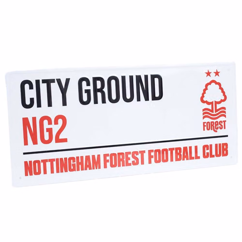 Nottingham Forest FC City Ground Metal Hanging Street Sign in White – 2