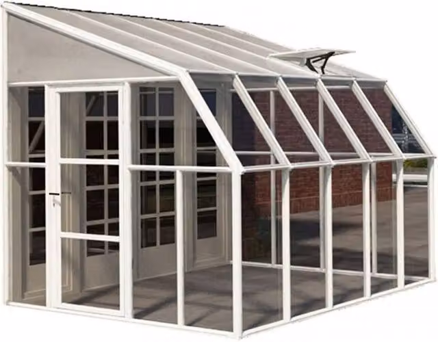 Palram Lean To Greenhouse Sun Room in White, W: 257 cm, L: 322 cm, H: 266 cm – 1