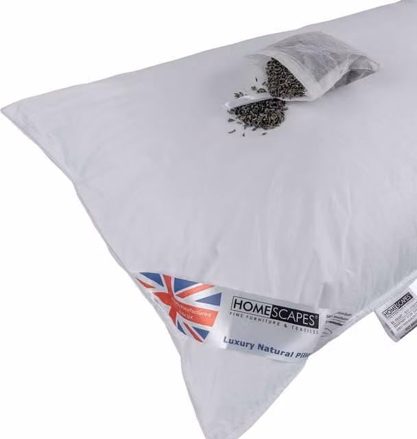 Homescapes Extra Fill Super Microfibre Lavender Pillow with Dried Lavender Insert in White