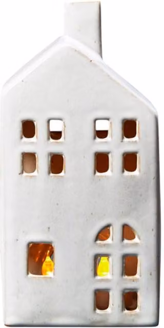 Gift Company White Ceramic House Tealight Holder with Reactive Glaze, W/D/H: 10.3 x 6.9 x 20.8 cm – 2
