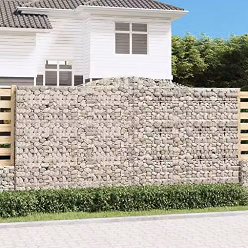vidaXL Arched Gabion Baskets, 5 Piece Set, Silver Galvanised Steel, W: 400 cm, D: 50 cm, H: 200-220 cm – 2