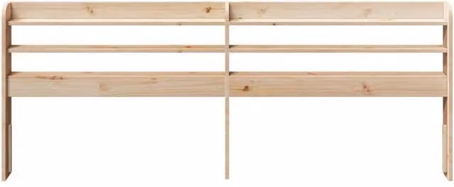 Berkfield Home Solid Wood Pine Headboard with Integrated Shelves in Natural, W/D/H: 200 x 20 x 200 cm