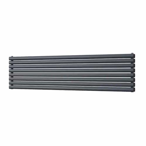 UK Radiators Omeara Axis Anthracite Elliptical Tube Horizontal Designer Double Panel Radiator W: 180 cm, H: 46.4 cm – 2