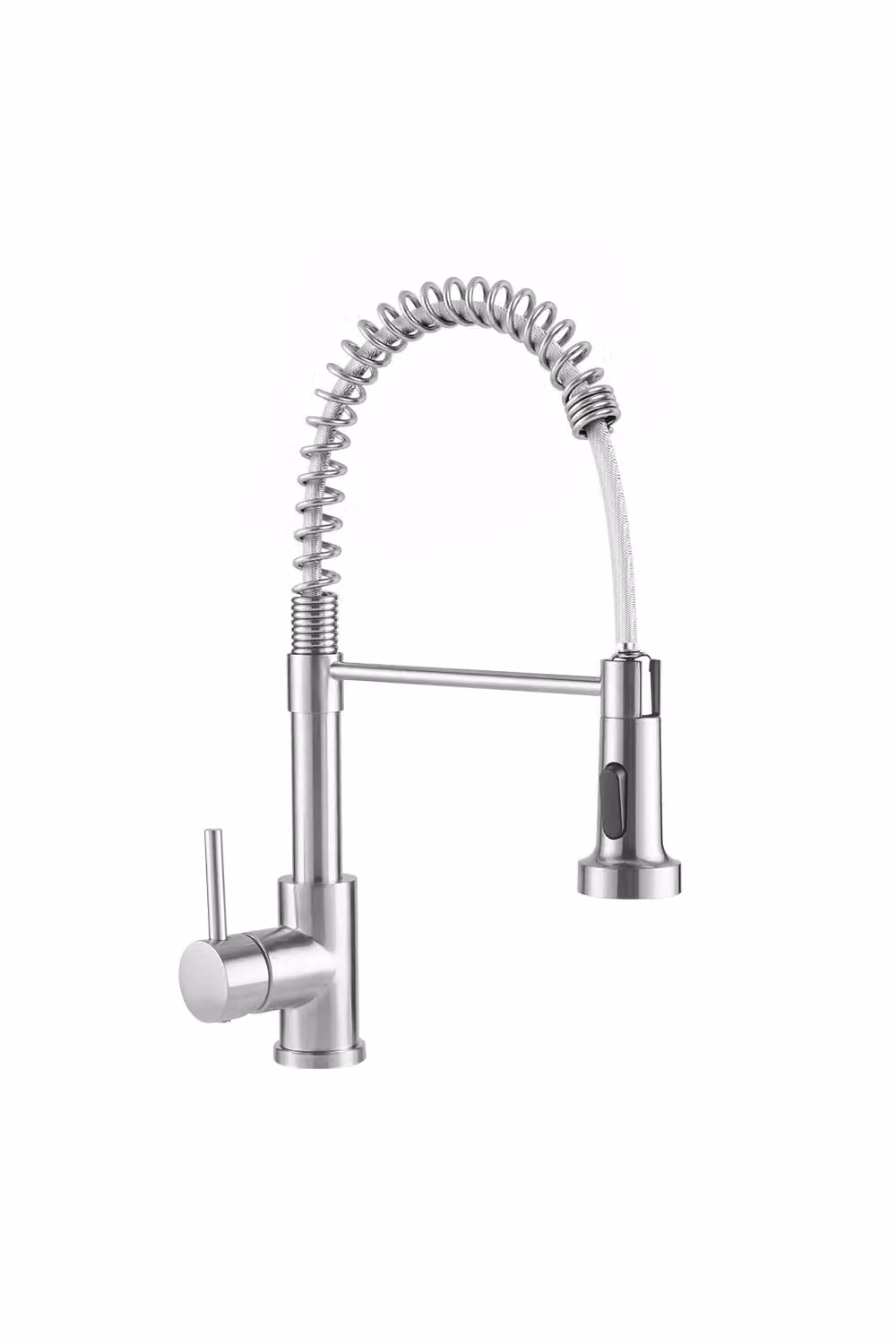 H&O Direct Commercial Kitchen Faucet with Swivel and Pull-out Spray Function in Brushed Silver Stainless Steel – 3