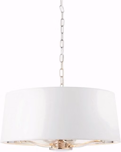 Endon Harvey Multi Arm Cylindrical Pendant Light in Silver and White Fabric