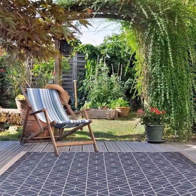 THE RUGS Reversible Blue Diamonds Design Duo Weave Outdoor Rug, W: 120 cm, L: 170 cm – 1