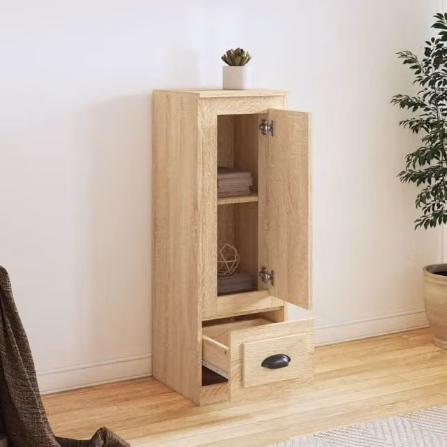 Berkfield Home Sonoma Oak Highboard in Light Oak, W/D/H: 36 x 35.5 x 103.5 cm – 1