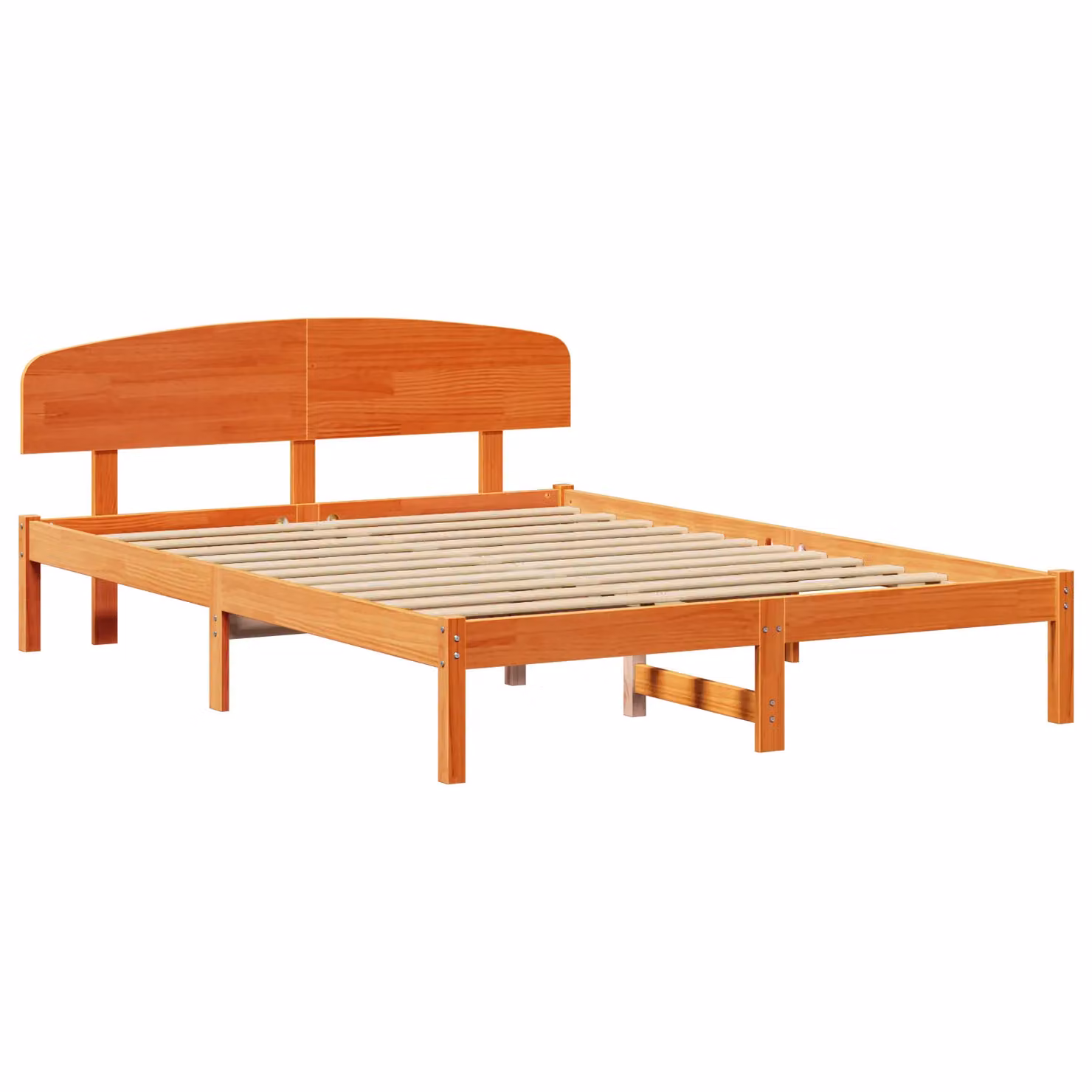 Berkfield Home Solid Wood Pine Bed Frame with Headboard in Wax Brown, W/D/H: 150 x 200 cm – 2