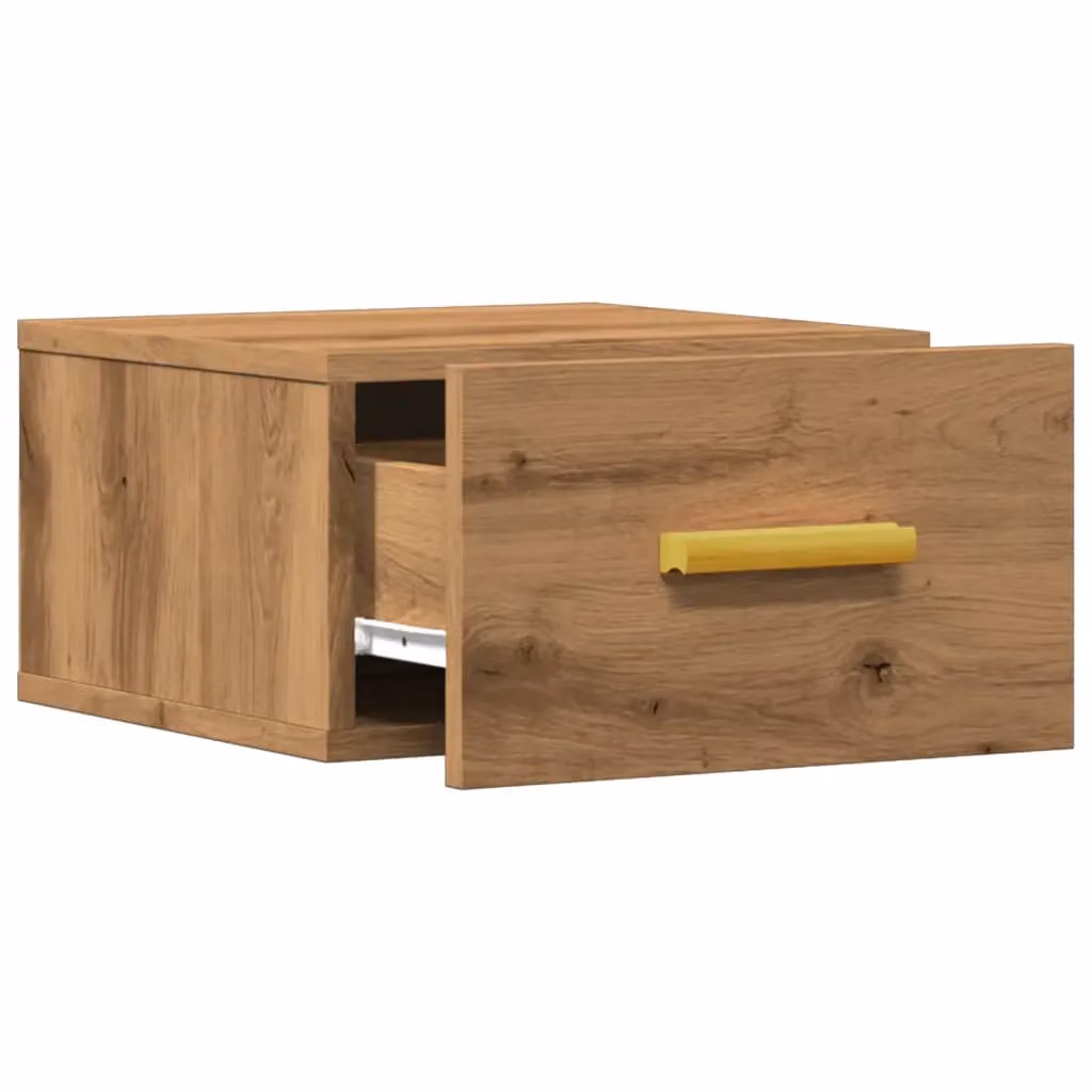 Berkfield Home Artisan Oak Wall-mounted Bedside Cabinet, Brown, W/D/H: 35 x 35 x 20 cm – 3