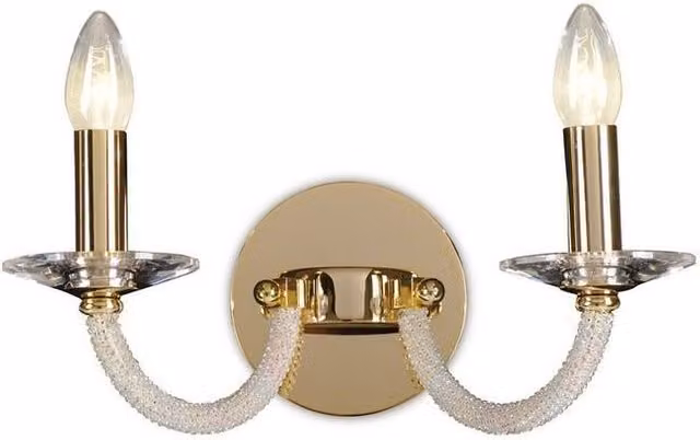 Netlighting Elena Switched Wall Lamp with 2 Candle Lights in Gold and Crystal – 1