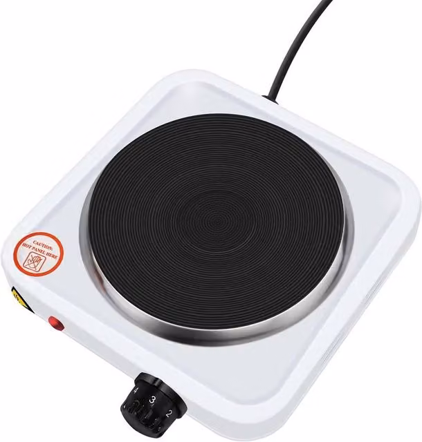 PAWNORA Single Hot Plate Kitchen Hob Table Top Cooker in White