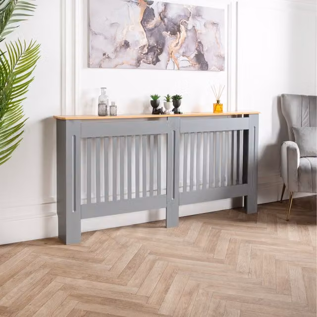 Home Treats Modern MDF Radiator Cover in Grey or White, Width: 172 cm