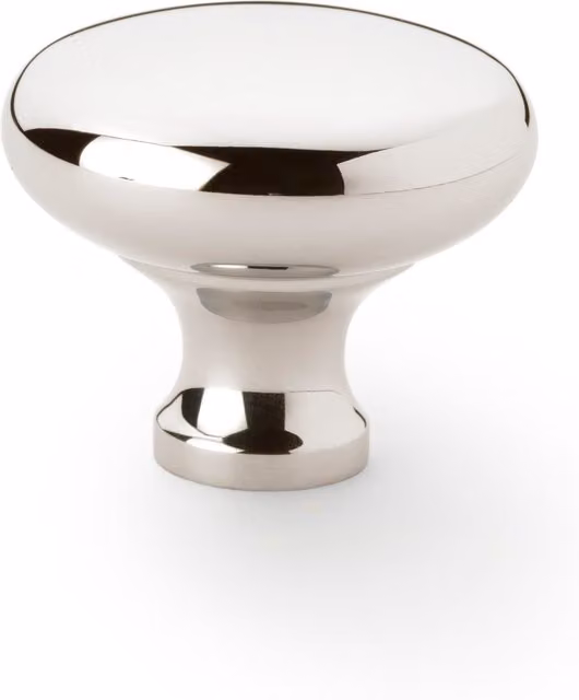 Handle & Home Polished Silver Brass Curved Round Cabinet Knobs, 38mm