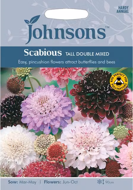 Johnsons Tall Double Mixed Scabious Multicolour Flower Seeds