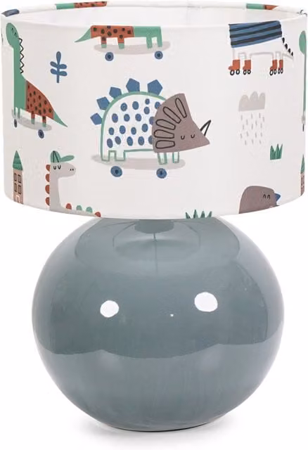 Bosco Ceramic Table Lamp in Blue and Green with Multicolour Fabric Shade