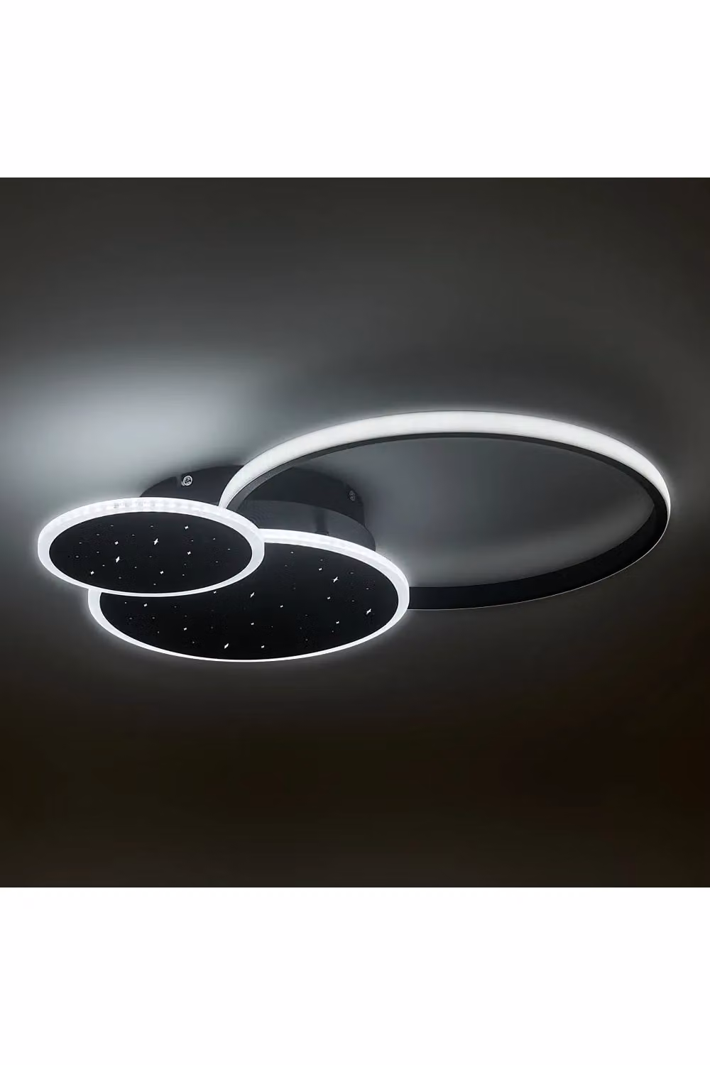Livingandhome Modern LED Ceiling Light in Black with Starry Sky Cloud and Circular Design – 4