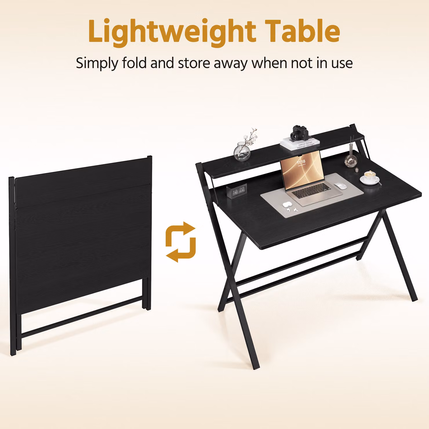 Yaheetech Foldable Computer and Laptop Desk in Black – 3