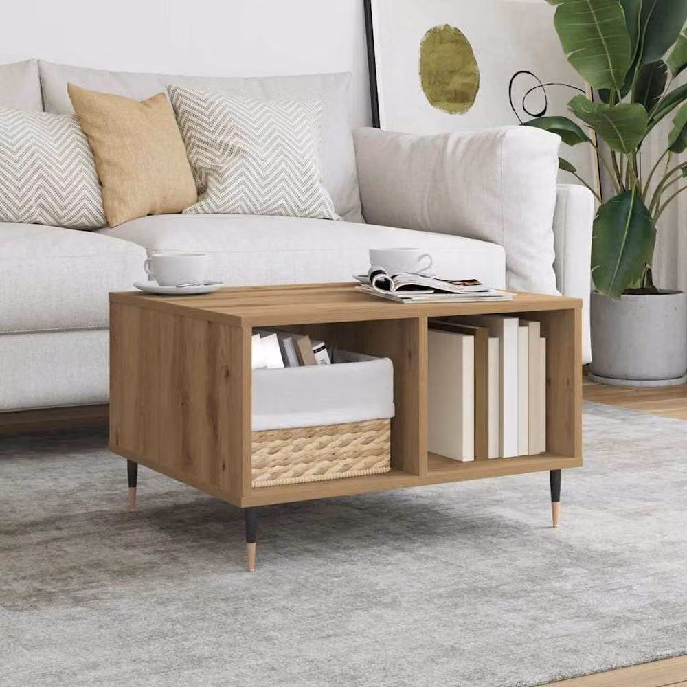 Berkfield Home Modern Artisan Oak Coffee Table in Brown, W/D/H: 60 x 50 x 36.5 cm – 2