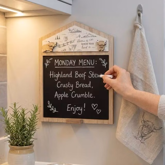 Lesser & Pavey Highland Cow Brown Wooden Tabletop Blackboard – 2