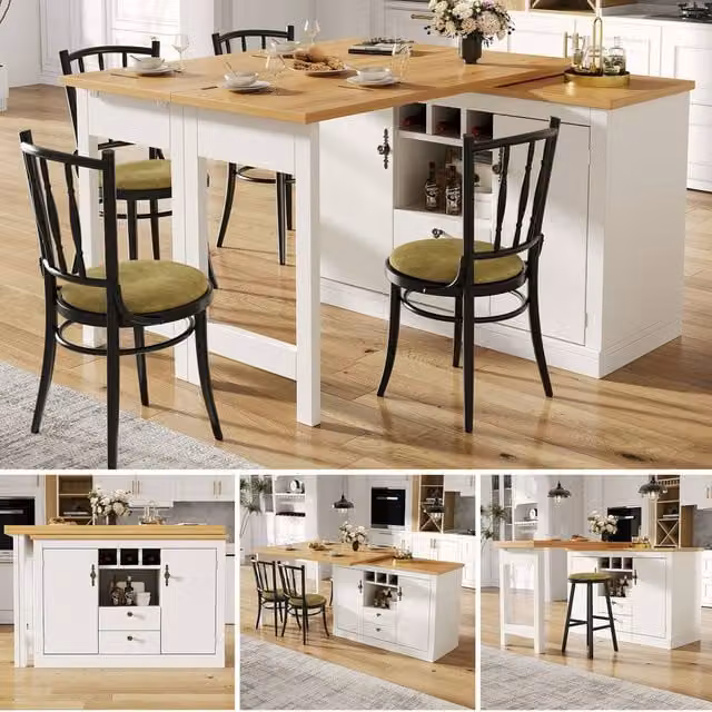 BTM 360 Degree Rotating Bar Table with Storage and Wine Rack in White and Black, W/D/H: 76 x 40 x 40 cm
