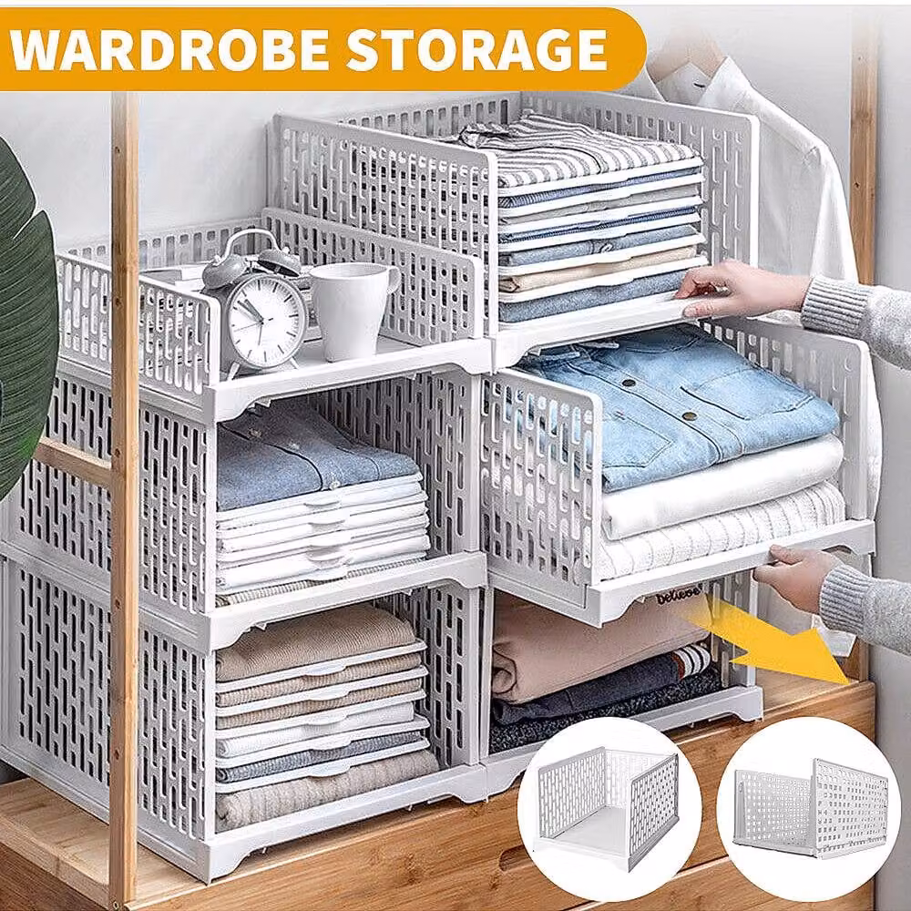YnysTec White Foldable Wardrobe Drawer Organiser Storage Boxes for Clothes and Bedroom Storage – 2