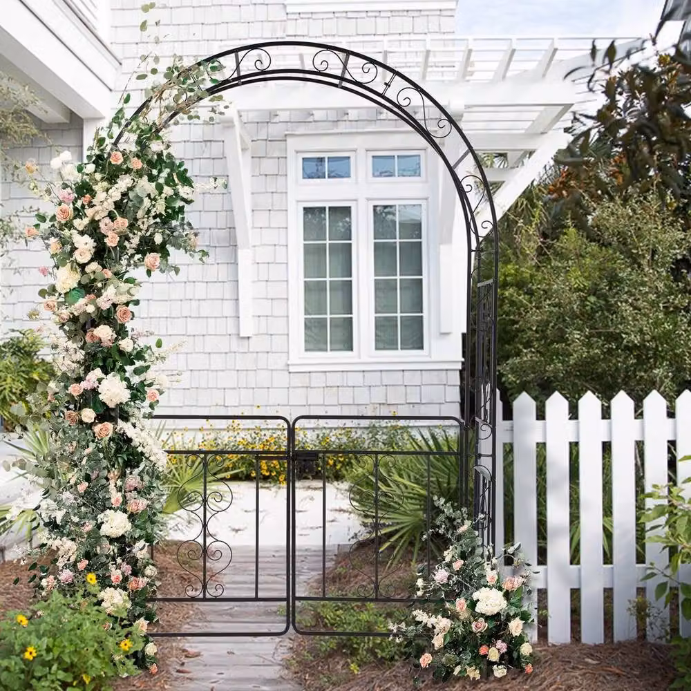 Kelvenix Black Metal Decorative Backyard Arch Climbing Frame – 4